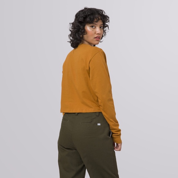 HUF The City Long Sleeve Cropped Burnt Orange Casual Tee/ Blouse Sz S - Picture 5 of 10